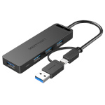 Vention USB jagaja USB 3.0 4-Port Hub with USB-C and USB 3.0 2-in-1 Interface and Power Adapter Vention CHTBB 0.15m