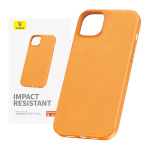 Baseus kaitsekest Phone Case iPhone 15 Plus Fauxther Series oranž