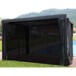 H4Y varikatus MIRADOR 3x3xH2,5m textilene seintega, tumehall