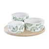 DKD Home Decor Set za Predjelo Bambus Keraamika Lehed Troopiline 4tk 18x18x1cm