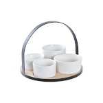 DKD Home Decor Set za Predjelo valge/must Metall Bambus Keraamika Loft 5 Tükid 20x20x14cm