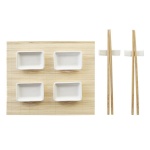 DKD Home Decor Sushi Komplekt Metall Bambus valge naturaalne Idamaine 30x40cm 28x22x2,5cm (9tk)