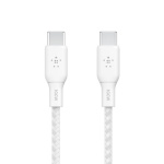 Belkin laadimiskaabel Braided USB-C -> USB-C cable 100W 3m CAB014bt3MWH, valge 