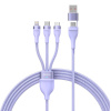 Baseus laadimiskaabel 3in1 USB cable Flash Series 2 USB-C + micro USB + Lightning 100W 1.2m, lilla