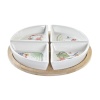 DKD Home Decor Set za Predjelo valge Mitmevärviline naturaalne Bambus Keraamika Troopiline 21,5x21,5x1cm (5tk)