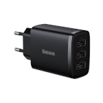 Baseus kiirlaadija Compact, 3x USB, 17W must