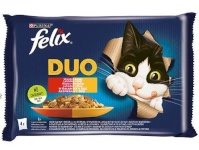 Purina Nestle kassitoit Felix Fantastic Duo Meat, Beef and Poultry, Chicken and Kidney, Lamb and Veal, Turkey and Liver, 4x 85g