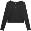 4F T-särk naistele Longsleeve F218 sügav must 4FWSS24TFLOF218 20S suurus M