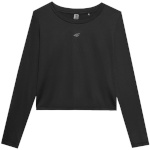 4F T-särk naistele Longsleeve F218 sügav must 4FWSS24TFLOF218 20S suurus M