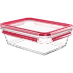 Emsa toidukarp Clip&Close Glass Food Storage Container 1,3 L, punane