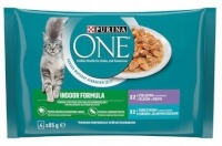 Purina Nestle kassitoit One Indoor Tuna and Veal, 4x85g