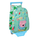 Peppa Pig ratastega koolikott George Mündiroheline 26x34x11cm