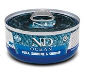 Farmina kassitoit N&D Cat Ocean Tuna, Sardine & Shrimps, 70g