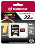 Transcend mälukaart microSDHC 32GB Class 10 UHS-I + adapter