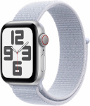 Apple Watch SE (2024) 40mm GPS + Cellular 3.Gen Silver Aluminum Case and Bluish Sport Loop Bracelet, alumiinium/sinine