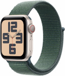 Apple Watch SE (2024) 40mm GPS + Cellular 3.Gen Star White Aluminum Case and Pond Green Sport Loop, alumiinium/roheline