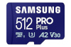 Samsung PRO Plus microSD Card with USB Adapter 512 GB, MicroSDXC, Flash memory class U3, V30, A2
