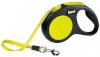 Flexi jalutusrihm New NEON 5 m must, kollane Dog Retractable Lead jalutusrihm