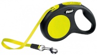 Flexi jalutusrihm New NEON 5 m must, kollane Dog Retractable Lead jalutusrihm