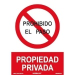 Archivo 2000 Märk "PROHIBIDO EL PASO PROPIEDAD PRIVADA" polüpropüleen 32x30cm