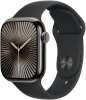 Apple Watch Series 10 42mm GPS + Cellular Slate Titanium Case with Black Sport Band, M/L titaan/must