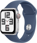 Apple Watch SE (2024) 40mm GPS + Cellular 3.Gen Silver Aluminum Case and Denim Blue Sports Band, S/M, hõbedane/sinine