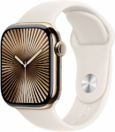 Apple Watch Series 10 42mm GPS + Cellular Gold Titanium Case and Star White Sport Band, S/M, kuldne/valge