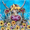 Norimpex teemantmaal Diamond Mosaic - Cow in flowers