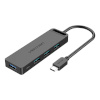 Vention USB jagaja USB-C 3.0 Hub to 4 Ports with Power Adapter Vention TGKBF 1m Type ABS