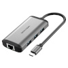 Vention dokkimisjaam USB-C Docking Station to HDMI, 3x USB3.0, RJ45, PD 0.15m Vention CNCHB, hall