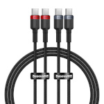 Baseus laadimiskaabel Cable Cafule USB-C to USB-C 100W,1m, 2psc (punane must, hall must)