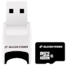 Silicon Power mälukaart microSDHC 8GB Class 4 + USB lugeja