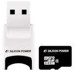 Silicon Power mälukaart microSDHC 8GB Class 4 + USB lugeja