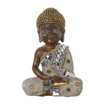 Alexandra House Living dekoratiivkuju valge kuldne Akrüül Plastmass Melamiin Buddha 14x9x20cm