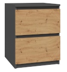 Top E Shop öökapp W2 ANTRACYT/ARTISAN Nightstand/Bedside Table 2 drawers Anthracite, Oak