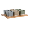 DKD Home Decor Set za Predjelo 21,6x15x1,5cm Portselan Mitmevärviline Bambus Skandinaavia