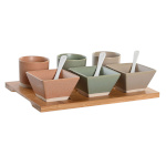 DKD Home Decor Set za Predjelo 28x18,8x1,5cm Portselan Mitmevärviline Bambus 10tk Skandinaavia