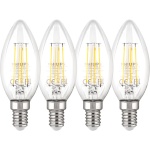 Philips LED pirn E14 Set of 4, 40W, 2700K Filament Candle Shape, soevalge