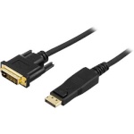 DELTACO videokaabel DisplayPort DVI-D Single Link, Male-Male, 1m