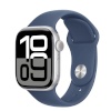 Apple Watch Series 10 GPS + Cellular 42mm hõbedane Aluminium Case with Denim Sport Band - S/M