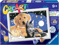 Ravensburger maalimiskomplekt CreArt Dog with a kitten at night