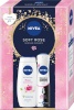 Nivea komplekt Soft Rose Antiperspirant Invisible Black & White Clear 150ml + Shower Gel Rose & Almond Oil 250ml, naistele