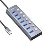 Raycue USB jagaja Hub 7in1 RayCue USB-C to 3x USB-A 3.0 5Gbps + SD/TF 3.0 + USB-C+ HDMI 4K30Hz (hall)