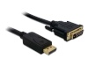 Delock videokaabel DisplayPort(M)-> DVI-I(M)(24+1) 3m