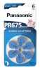 Panasonic patarei PR 675 Zinc Air 6tk Hearing Aid Cells