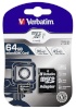 Verbatim mälukaart microSDXC Pro 64GB Class 10 UHS-I + Adapter