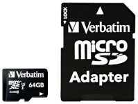 Verbatim mälukaart microSDXC 64GB Class 10 + Adapter