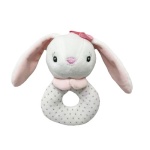 TULILO beebide mänguasi Bunny kõristi with a bow, 18 cm, valge and roosa