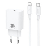 Remax seinalaadija , RP-U5, USB-C, 20W valge + Lightning cable