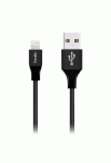 Fonex Apple Lightning - USB Extra tugev tekstiil kattega kaabel 1m, must